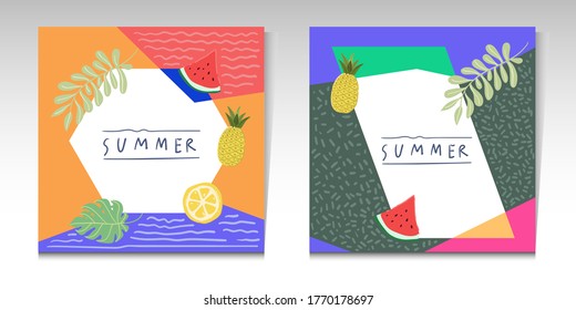 Vector illustration pastel colors summer background for social media post