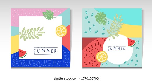 Vector illustration pastel colors summer background for social media post