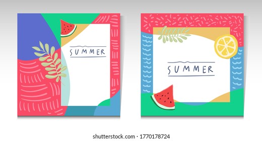 Vector illustration pastel colors summer background for social media post
