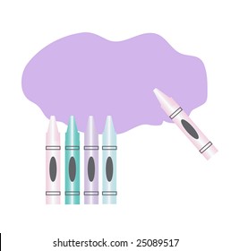 A vector illustration of Pastel Crayons in soft spring colors.