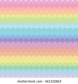 vector illustration / pastel rainbow horizontal stripes and waves background or wallpaper 