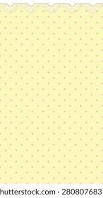 Vector illustration of a pastel yellow background with delicate pink polka dots and an ornate white lace border at the top, creating a vintage feel.
