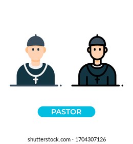 Vector illustration pastor avatar icon use 2 variations with flat and lineal color design style