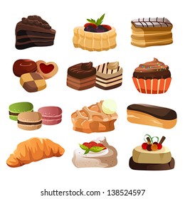 A vector illustration of pastry icon sets