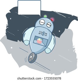 ilustración vectorial, robot pastelero hace un muffin, cuadro de diálogo