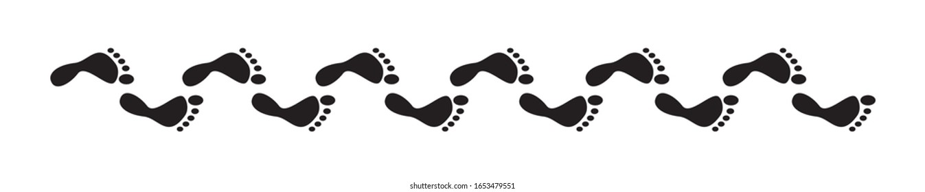 Vector illustration, path with black footprints.
