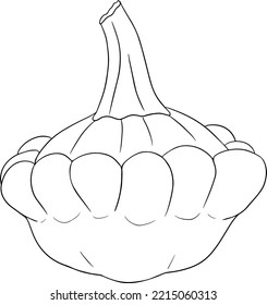 Ilustración vectorial de una satisfacción. Escuadrón de los tambores metálicos aislado en un fondo blanco. Colores de páginas con verduras. Calabaza en forma de plato