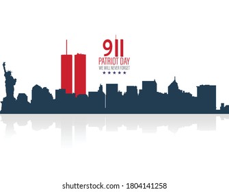 Vector illustration of Patriot Day 911 anniversary. USA Patriot Day banner. We will never forget.