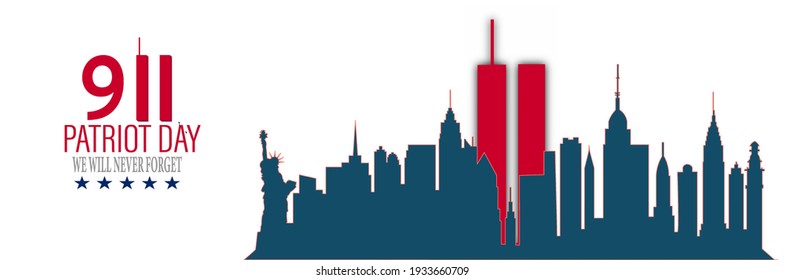 Vector illustration of Patriot Day 911 anniversary. USA Patriot Day banner. We will never forget.