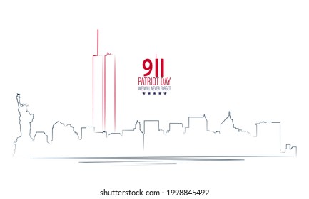 Vector illustration of Patriot Day 911 anniversary. USA Patriot Day banner. We will never forget.