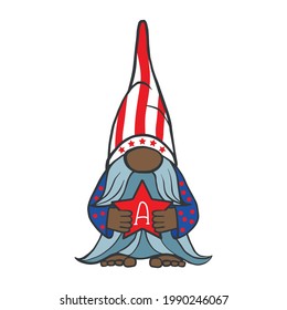 Vector illustration of the patriot dwarf of America in July for a festive design. America's Independence Day is July 4. Isolated on a white background