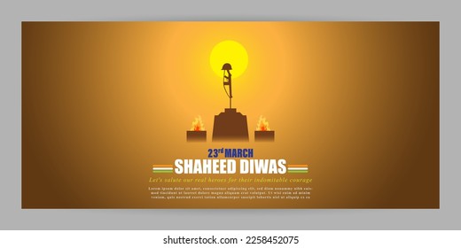 vector illustration for patriotic concept banner for 23 march Shaheed Diwas means Martyr's Day , written Hindi text amar jawan means martyrs soldier.