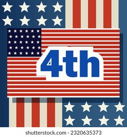 Vector Illustration of a patriotic Fourth of July background with stars and stripes. A fourth of july background with stars and stripes.
