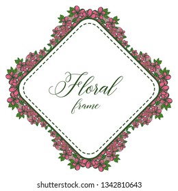 Vector illustration pattern art crowd pink floral frame hand drawn