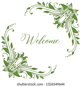 Vector illustration pattern art floral frame with card writing welcome hand drawn