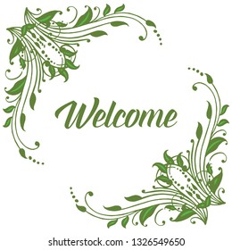 Vector illustration pattern art floral frame with card writing welcome hand drawn
