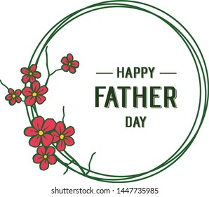 Vector illustration pattern art floral frame with greeting card of happy father days