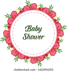 Vector illustration pattern art leaf flower frame with writing baby shower