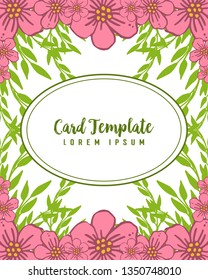 Vector illustration pattern art pink wreath frame for lettering of card templates hand drawn