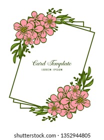 Vector illustration pattern art pink flower frame with decorative of card templates hand drawn