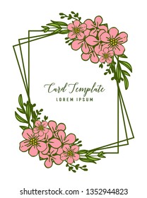 Vector illustration pattern art pink flower frame with decorative of card templates hand drawn