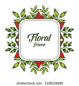 Vector illustration pattern art red floral frames blooms hand drawn