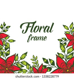 Vector illustration pattern art red floral frames blooms hand drawn