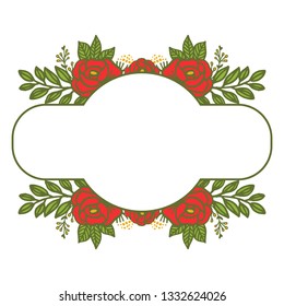 Vector illustration pattern art rose red flower frame with backdrop textures