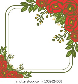 Vector illustration pattern art rose red flower frame with backdrop textures