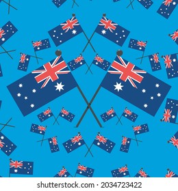 Vector Illustration of Pattern Australia Flags and Blue Color Background.