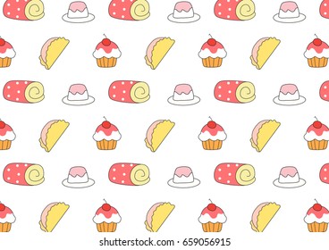 Vector illustration pattern background of sweet dessert