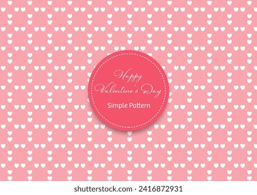 Vector illustration pattern background, pattern of white hearts and lines with text title, theme of love or valentine