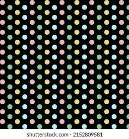 Vector illustration. Pattern of beautiful multicolored circles on black background for background.