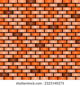 patrón de ilustración vectorial de una hermosa pared de ladrillo naranja que alterna entre naranja, naranja claro y marrón. para fondo