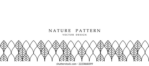 Vector illustration. Pattern of black and white leaves on a white background. Background for website, banner, packaging, product design.