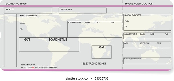 Vector illustration of pattern of a boarding pass or air ticket. Concept of travel, journey or business trip