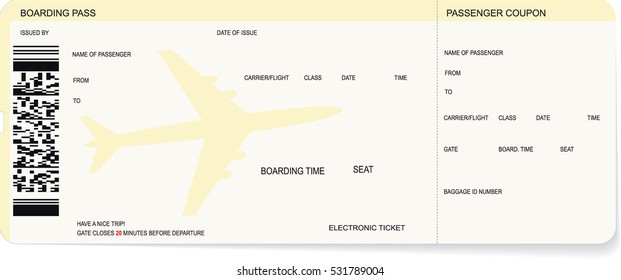 Vector illustration of pattern of a boarding pass or air ticket. Concept of travel, journey or business trip