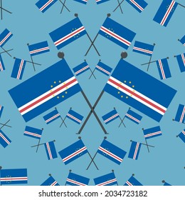 Vector Illustration of Pattern Cape Verde Flags and Blue Color Background.