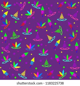 Vector illustration,  pattern with carnival masks.