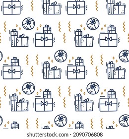 Vector illustration of the pattern of Christmas gifts. Beautiful wrapping paper