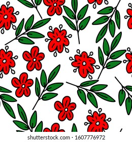 
vector illustration of a pattern of colored flowers on a white background