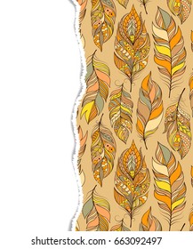 Vector illustration of pattern with colorful abstract feathers
