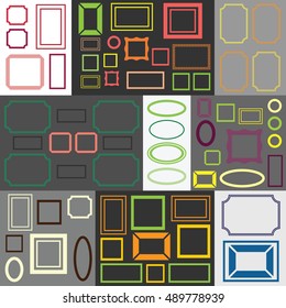 vector illustration of pattern with colorful frames and black and white modern background for galleries concepts artistic backgrounds and wall art projects