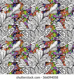 Vector Illustration of pattern with colorful leaves