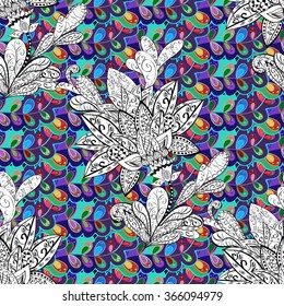 Vector Illustration of pattern with colorful leaves 