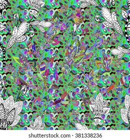 Vector Illustration of pattern with colorful leaves