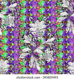 Vector Illustration of pattern with colorful leaves. 