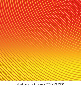 Ilustración vectorial. Patrón de curvas con gradientes amarillos y naranjas alternantes. Para el fondo