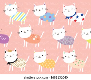 vector illustration pattern cute cat 