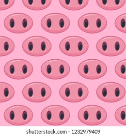 Vector illustration, pattern with cute pigs noses.